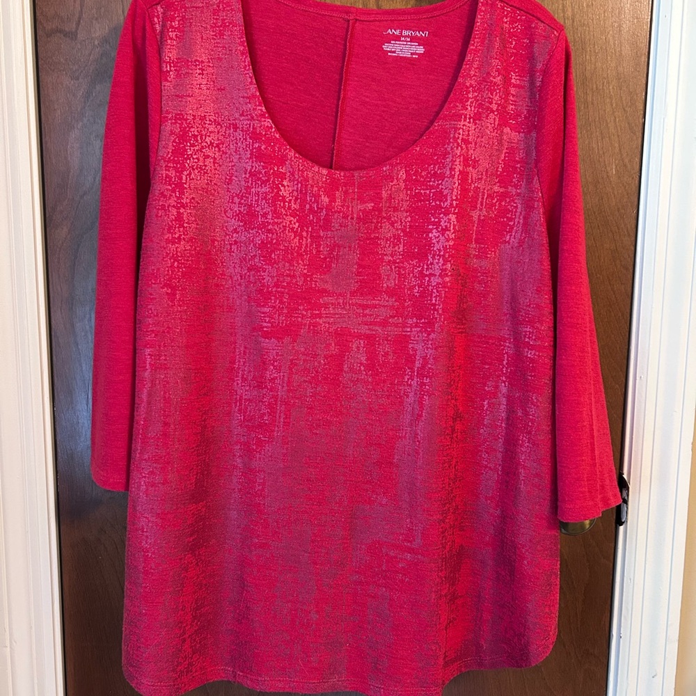 Lane Bryant Red Women's  T-Shirt with metallic front